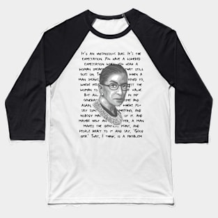 Ruth Bader Ginsburg Portrait and Quote Baseball T-Shirt